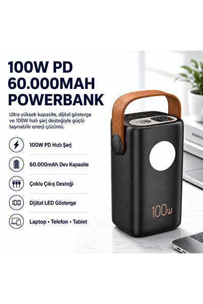 hızlı store Powerbank 100W PD 60000mAh Ultra Yüksek Kapasiteli Çoklu Çıkışlı ...