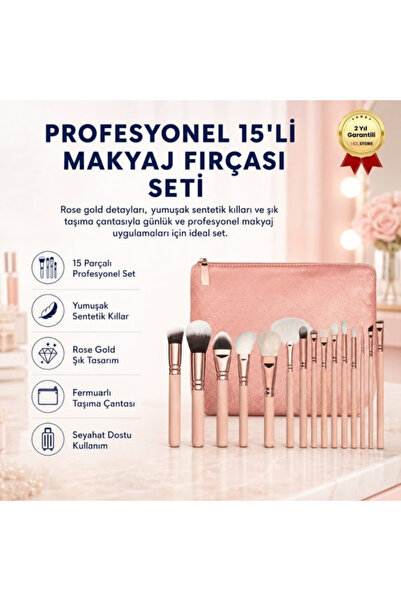 HZL Pink Modern Makeup Brush Set of 15 - With Bag431550