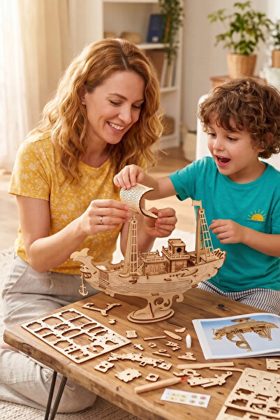 Rolife Japon Gemisi 3D Puzzle Ahşap Minyatür Maket Kiti DIY Kendin Yap