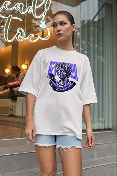 buzagi tasarım ürünleri Urban Oversize Unisex White T-Shirt