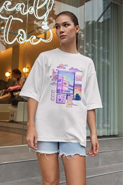 buzagi tasarım ürünleri Urban Oversize Unisex White T-Shirt