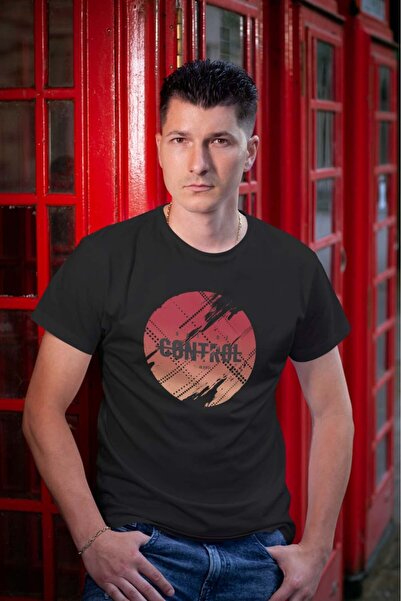 buzagi tasarım ürünleri Control Regular Fit Unisex Black T-Shirt