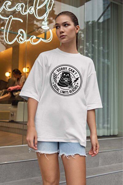 buzagi tasarım ürünleri Sarcastic Oversize Unisex White T-Shirt