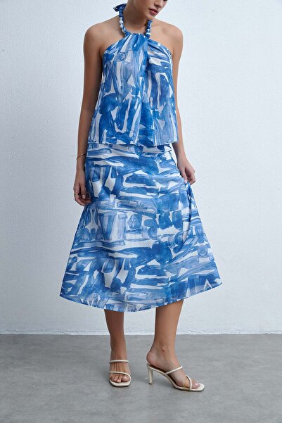 Livia Graphic Print Midi Skirt