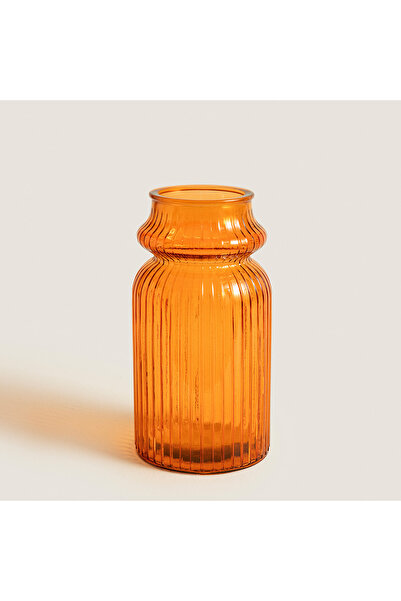 Chakra Striped Glass Vase Orange (14.5X14.5X28Cm) Natural