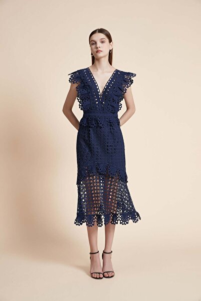 Yola Short-sleeve patterned midi dress