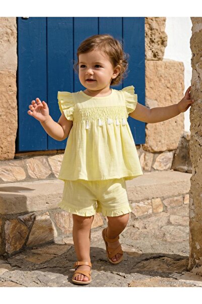 Civil Baby Gipeli Püsküllü 6-18 Ay Takım - Sarı