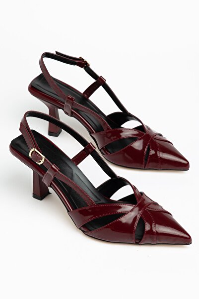 Hayalimdeki Ayakkabı Eleni Women's Burgundy Patent Leather Buckle Detailed Th...