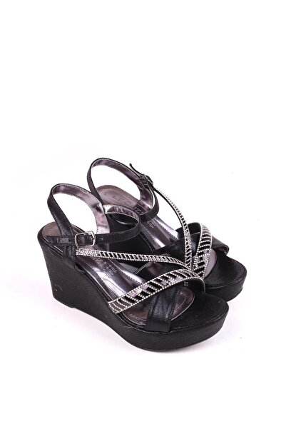 LE GUZZİ Le Guzzi 4715 Women's 9 cm Wedge Heel Stone Detailed Skin Sandals