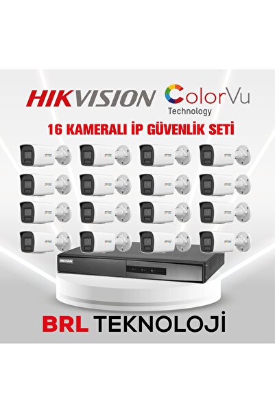 Hikvision 16 Kameralı 2 Mp ColorVu İp Güvenlik Kamera Seti DS-2CD1027G2H-LIUF...