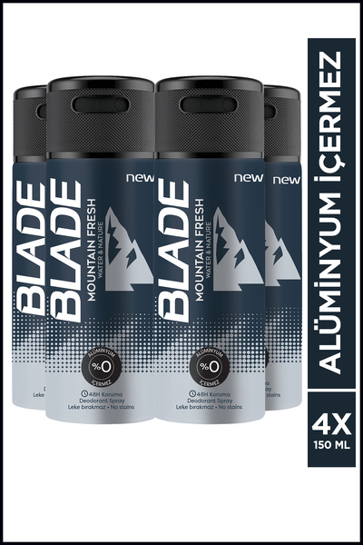 Blade Mountain Fresh Erkek Alüminyumsuz Deodorant 4x150 Ml Hızlı Kurur, Leke ...