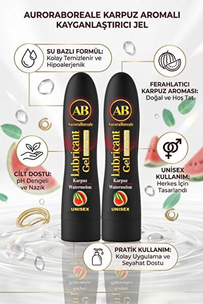 AuroraBoreale Karpuz Aromalı Premium Kayganlaştırıcı Jel Lubricant Gel 125x125 250 ML 2 li Set