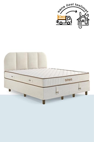 Niron Bohem NMS Klapa 140x190 cm Çift Kişilik Yatak Baza Başlık Seti - NMS Se...
