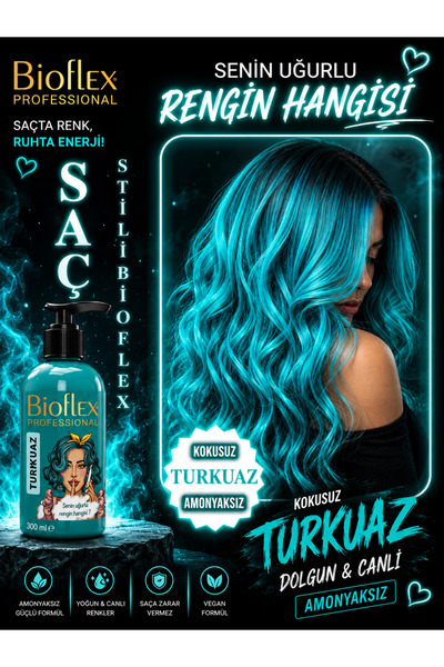 Bioflex Natural Hair Color Geçici-renkli Amonyaksız Turkuaz Renkli Saç Boyası...