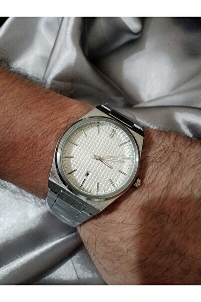 Brality Classic Striped Design, Steel Band Men's Wristwatch, Silver Color Cas...