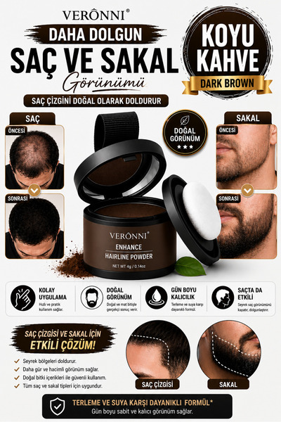 DERMAES beauty Yeni Nesil Saç Dolgunlaştırıcı Pudra Seyrek Sakal Saçlar için ...