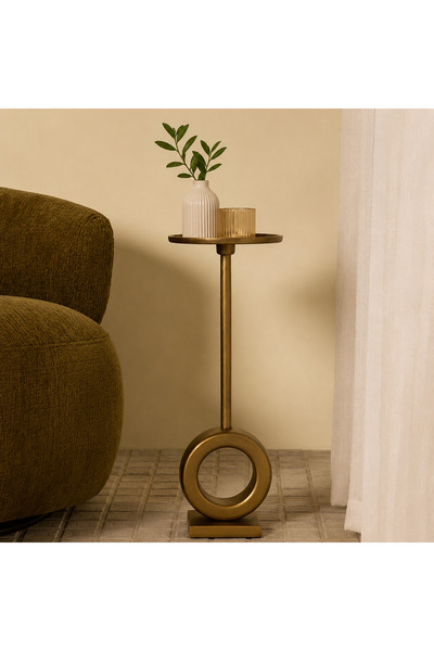 HOME AURAA Bohemia Gold Metal Accent Side Table | Round End Table for Living ...