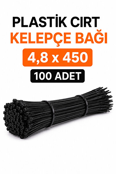 Badem10 Kablo Bağı Plastik Cırt Kelepçe 4,8x450 mm Siyah 100 Adet Dayanıklı G...