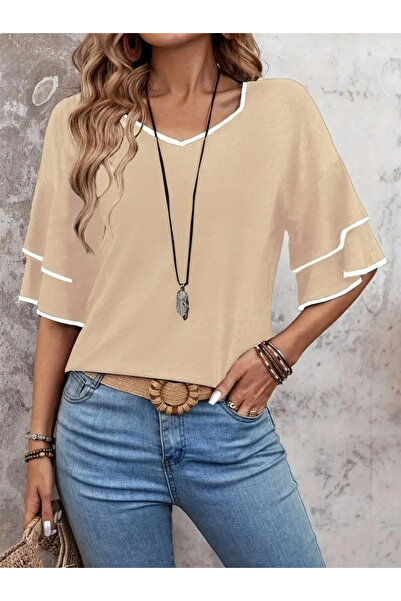 Generic Brand    Women's Short Sleeve V-Neck Viscose Blouse
