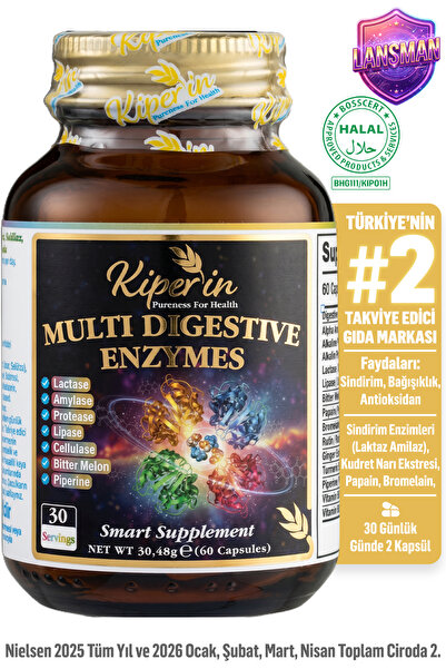 Kiperin Multi Digestive Enzymes | Şişkinlik ve Hazımsızlık Destek | Laktoz & ...