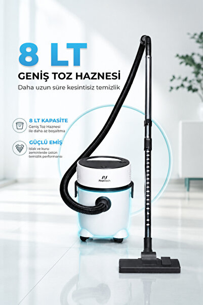 PiranTech ES-07 Panda Islak & Kuru Elektrikli Süpürge | 1000W Güçlü Motor | HEPA Filtreli | Toz Torbasız