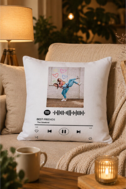ÇELİKLER HEDİYE Kişiye Özel Yastık Arkadaşlar İçin Yastık Spotify Baskılı Yastık