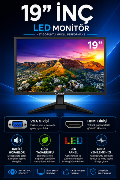 Venas 19” Dahili Hoparlörlü 60 HZ Led Monitör