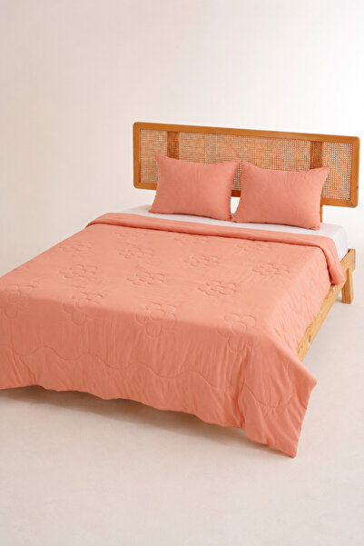 UYKUPEREST Flora Salmon Quilted Bedspread Set King Size 220X235