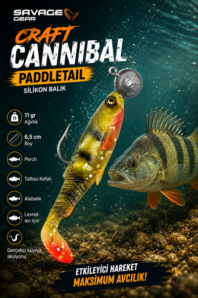 savagear Savage Gear Craft Cannibal Paddletail 6.5 cm 4 gr Silikon Balık 7.5 ...