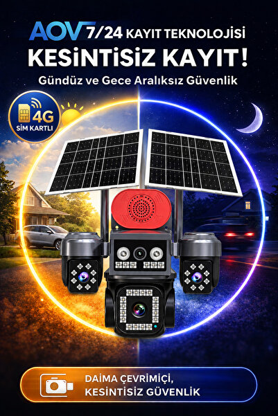 Venas DÖRT KAMERALI ÇİFT SOLAR PANELLİ 4G GÜVENLİK KAMERASI