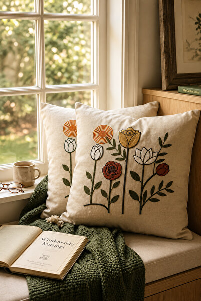 Bella Home Punch Embroidery Cushion Cover (2-Pack) 40 cm X 40 cm