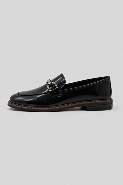 Ülkü Yaman Collection Women's Buckled Leather Loafers Casual Shoes