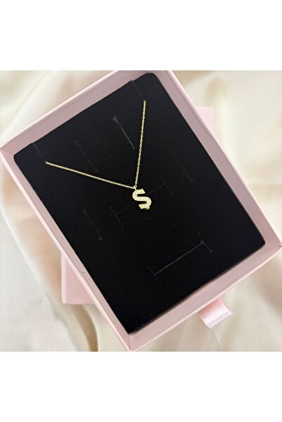 Lovera Jewellery 925 Ayar Gümüş Sertifikalı 14K Gold Renk Ş Harfli Harf Kolye