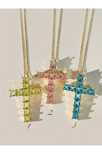 h&b design jewel Swarovki Kalpli Gold Haç Kolyeler