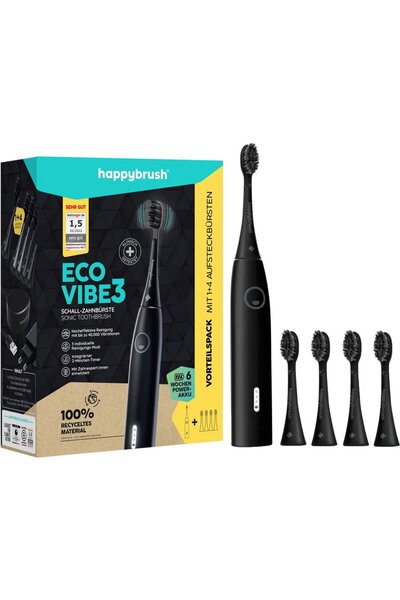 happybrush PeriuИ›Дѓ de dinИ›i electricДѓ 4 rezerve Negru