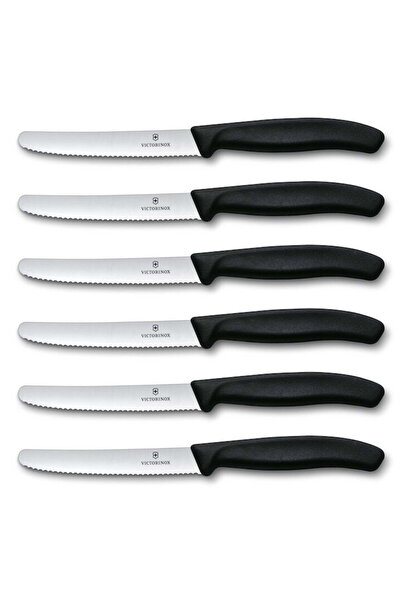 Victorinox Set 6 cutite cu lama zimtata 11cm Swiss Classic negru 6.7833.6
