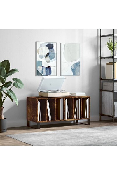 Concept Dulap pentru discuri stejar fumuriu 100x38x48 cm lemn compozit