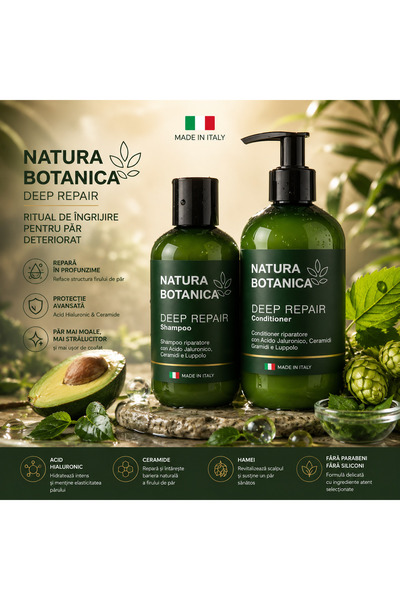 7LIFE Natura Botanica Deep Repair – Sampon & Balsam Reparator pentru par deteriorat cu Acid Hialuronic si Ceramide 600 ml