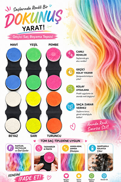 SETBEAUTY Saç Tebeşiri 6'lı Saç Boyama Tebeşiri