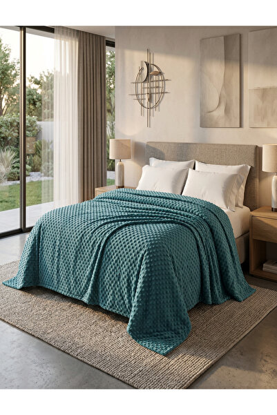 MİNK Mink All Season 500 Petrol Green Double Bud Blanket/Bedspread 200*220 cm