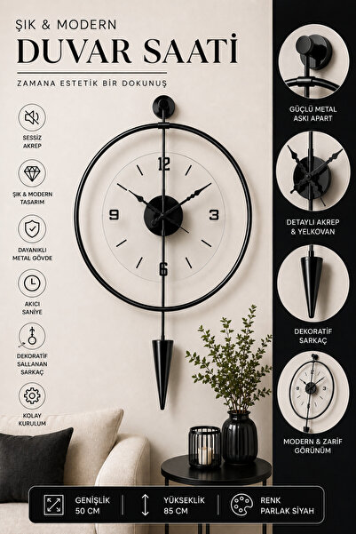MetaQuartz Aksesuar (BÜYÜK BOY)siyah Luxrypendulum Series - Modern Dekoratif ...