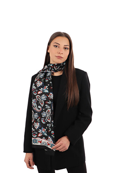 Bursa İpek Μαύρο μοτίβο σάλι Voile Silk Foulard