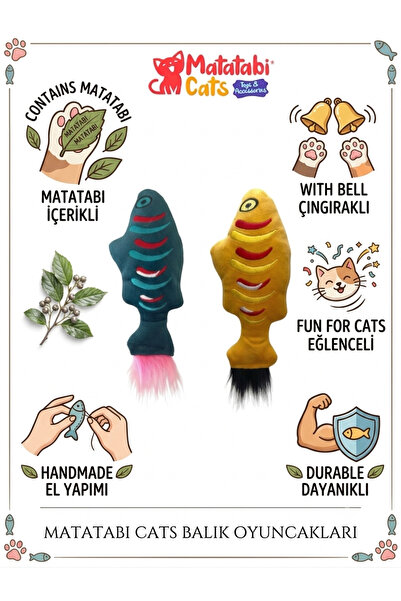 MATATABİ CATS FİSH (çıngıraklı,matatabi içerikli,türlü kedi oyuncağı)
