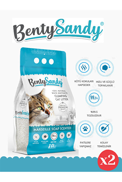BentySandy Marsilya Sabunu Kokulu Topaklanan Ince Taneli Kedi Kumu 10lx2