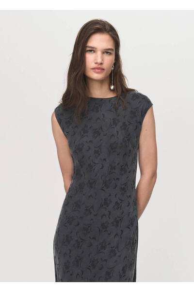 MANGO Woman Rochie din jacquard din satin floral