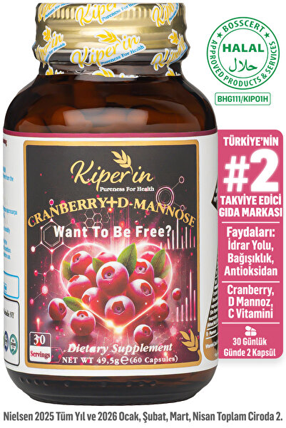 Kiperin Cranberry, D-mannoz, C Vitamin - Idrar Yolu Sağlığı (60Kapsül & 1400mg)