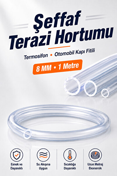 NZB 1 metre Şeffaf Terazi Hortumu Termosifon Otomobil Kapı Fitili 8 mm