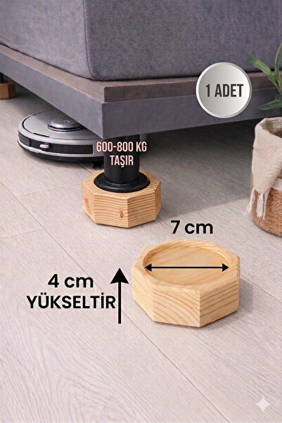 iDekor Robot Süpürge İçin Doğal Ahşap Koltuk Baza Yükseltici ” 4 cm Yükseltir...