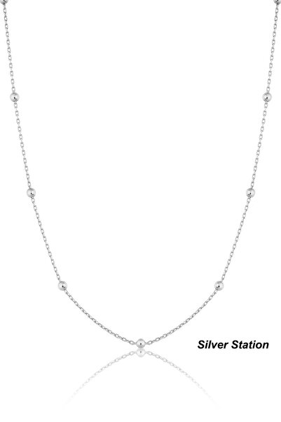Silver Station 925 Ayar Gümüş Kolye - Top Zincirli Gümüş Kolye 40-45-50-55-60...