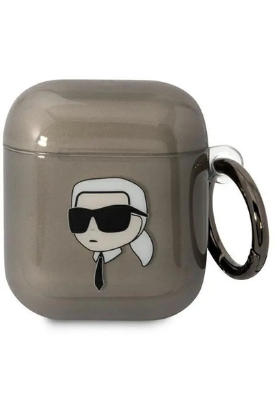 Karl Lagerfeld KLA2HNIKTCK Husă AirPods 1/2 negru/negru Capul lui Karl